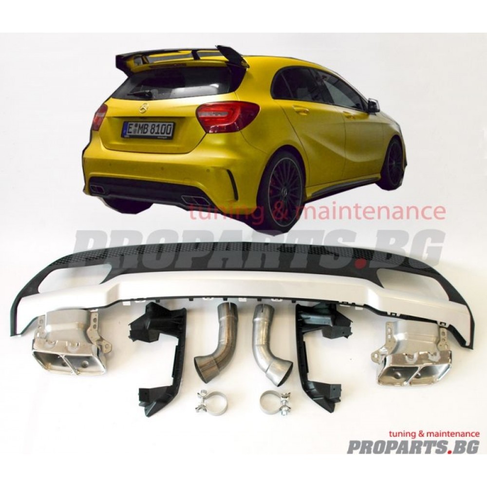 Mercedes Benz A class A176 A45 AMG style rear diffuser with ...